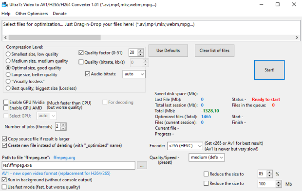 Ultra7z Video to AV1/H265/H264 Converter Portable